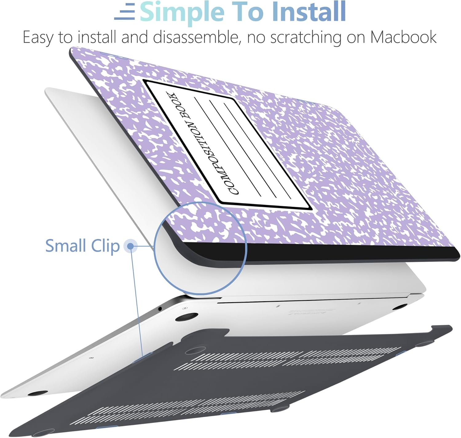MEEgoodo for MacBook Air 13 inch Case 2021 2020 2019 Released A2337 M1 A2179 A1932 with Touch ID, Plastic Hard Shell Keyboard Cover Compatible with MacBook Air 13 inch Retina, Composition Book Purple