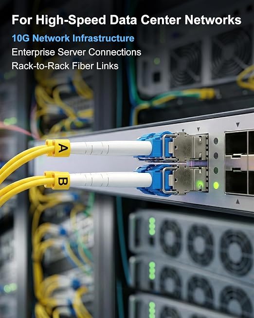 LC to LC Single Mode Fiber Patch Cable 10M OS2 Duplex, 1G/10G/40Gbps, Compatible - Image 4