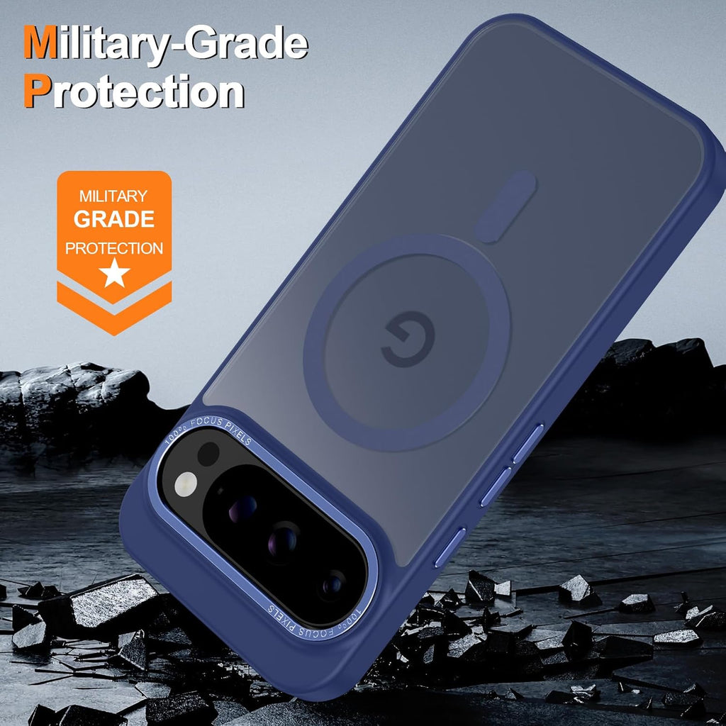 Magnetic for Google Pixel 9 Pro XL Case, [Military Grade Drop Protection] [Compatible with MagSafe] Shockproof Slim Translucent Matte Anti-Slip for Women Girls Men Case, Dark Blue