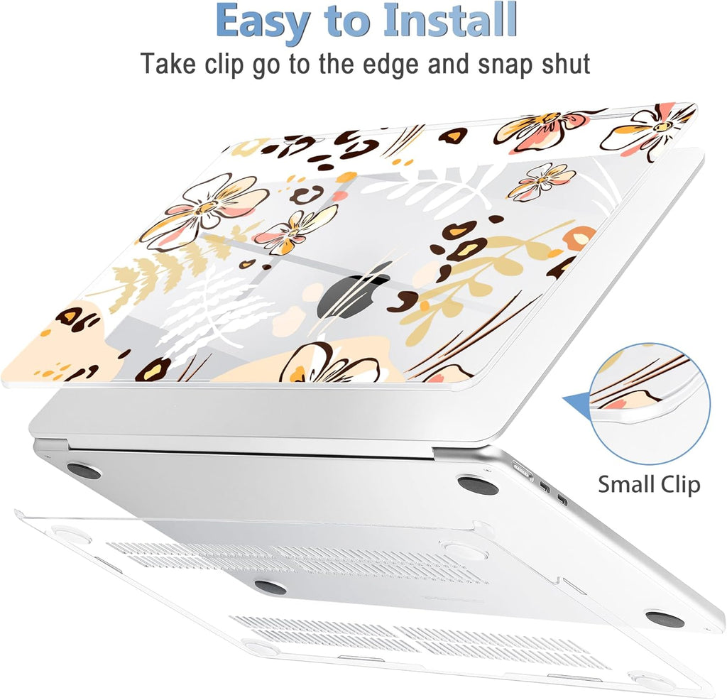 Mektron Compatible with M4 MacBook Air 15 inch Case 2025 A3241 2024 2023 M3 A3114 A2941 M2 Liquid Retina Display Touch ID, Plastic Hard Case & Keyboard Skin & Screen Protector - Abstract Floral C347