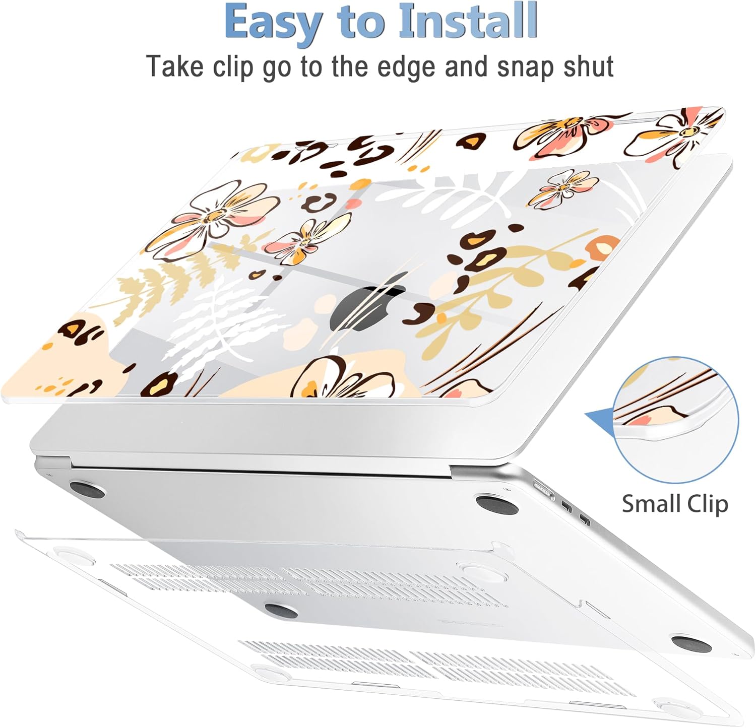 Mektron Compatible with M4 MacBook Air 15 inch Case 2025 A3241 2024 2023 M3 A3114 A2941 M2 Liquid Retina Display Touch ID, Plastic Hard Case & Keyboard Skin & Screen Protector - Abstract Floral C347