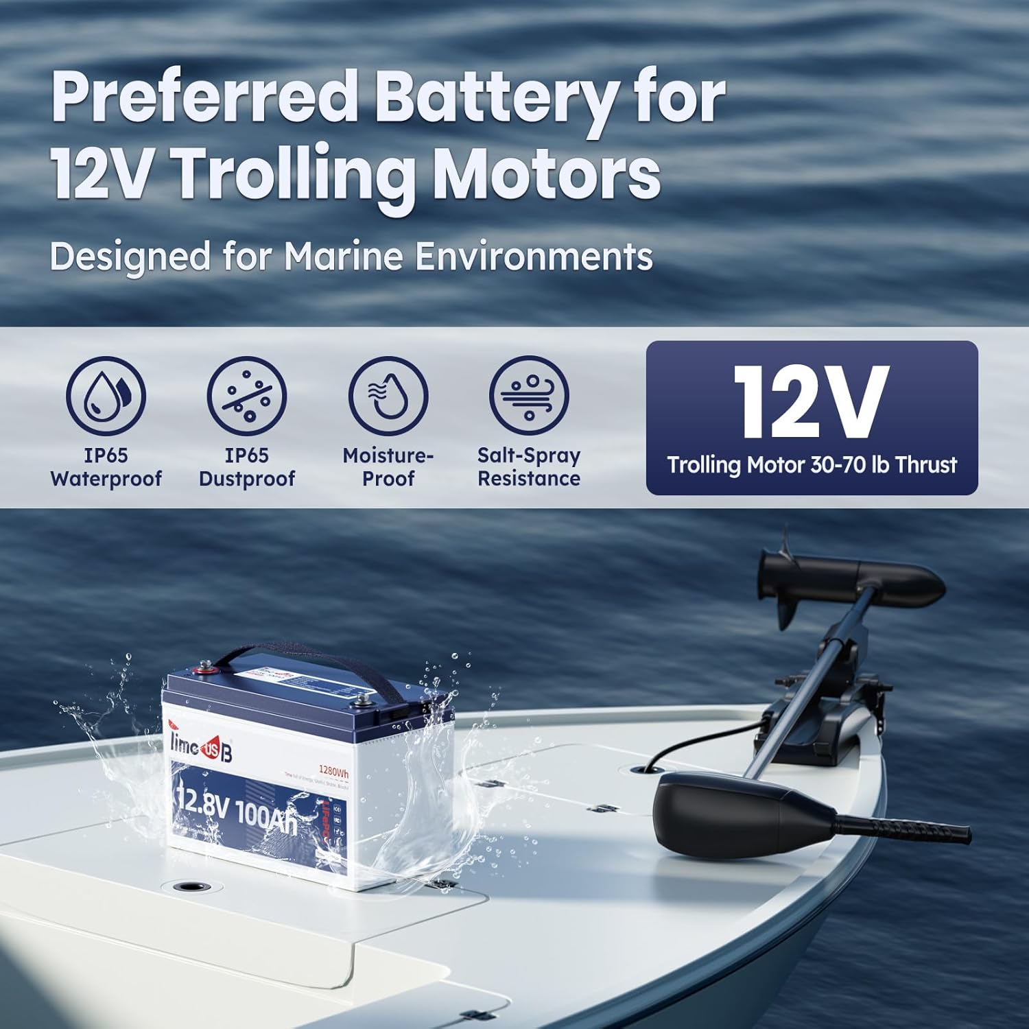 12V 100Ah LiFePO4 Battery with Low Temperature Cut off Protection Group31 Lithium Battery Built-in 100A BMS Max.1280Wh Energy for 12V Trolling Motor, Marine, RV, Boat, Yacht and Off-Grid