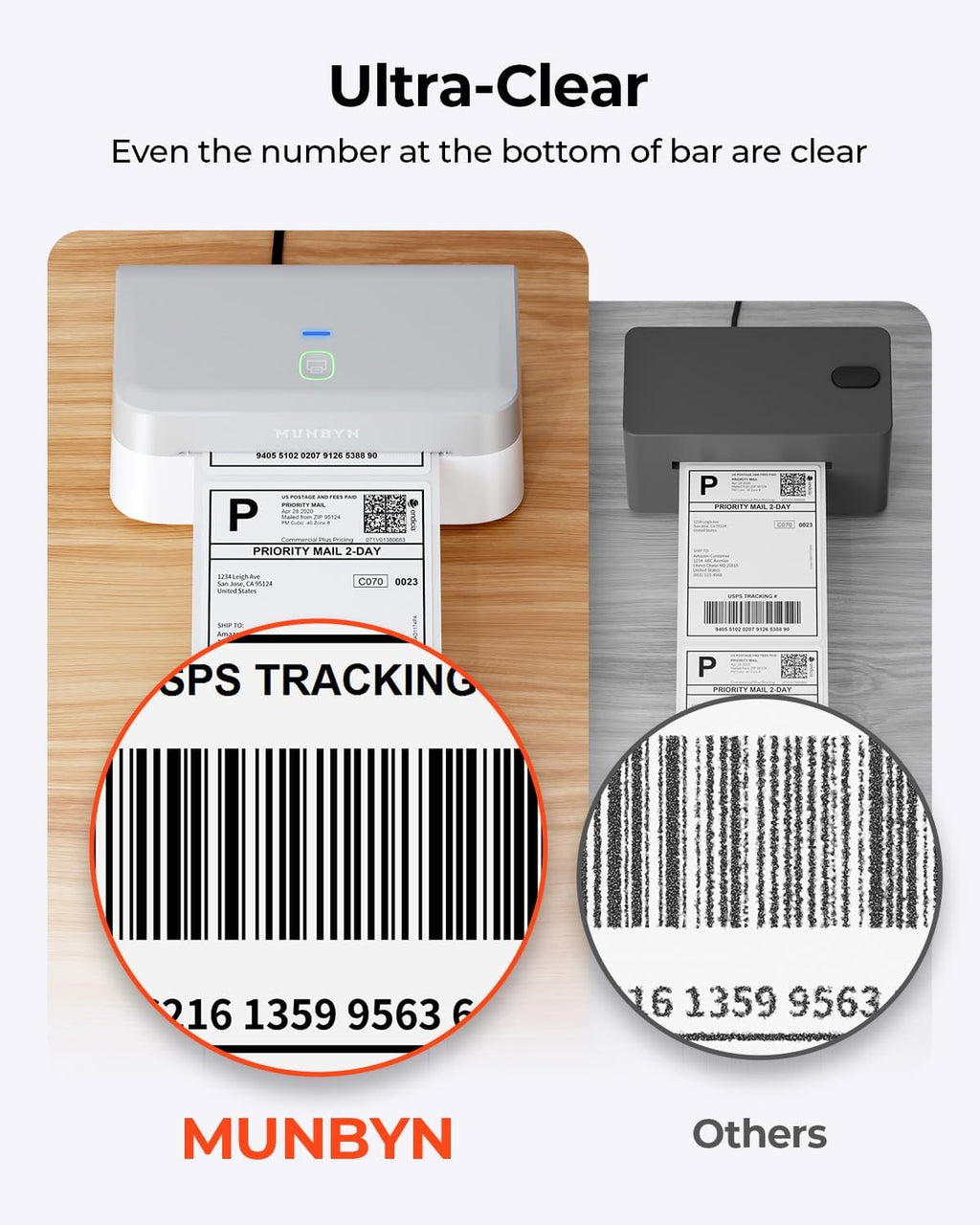MUNBYN Bluetooth Thermal Label Printer RW403B, Wireless 4x6 Shipping Label Printer for Small Business, Compatible with Android, iPhone, Windows, Mac, Chromebook, Print Width 1.57"-4.25"