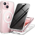 Magnetic for iPhone 15 Plus Case, Compatible with MagSafe, Built-in Privacy Screen Protector and Camera Protection, Anti Spy Full Body Dustproof Shockproof Hard Phone Case 6.7", Clear