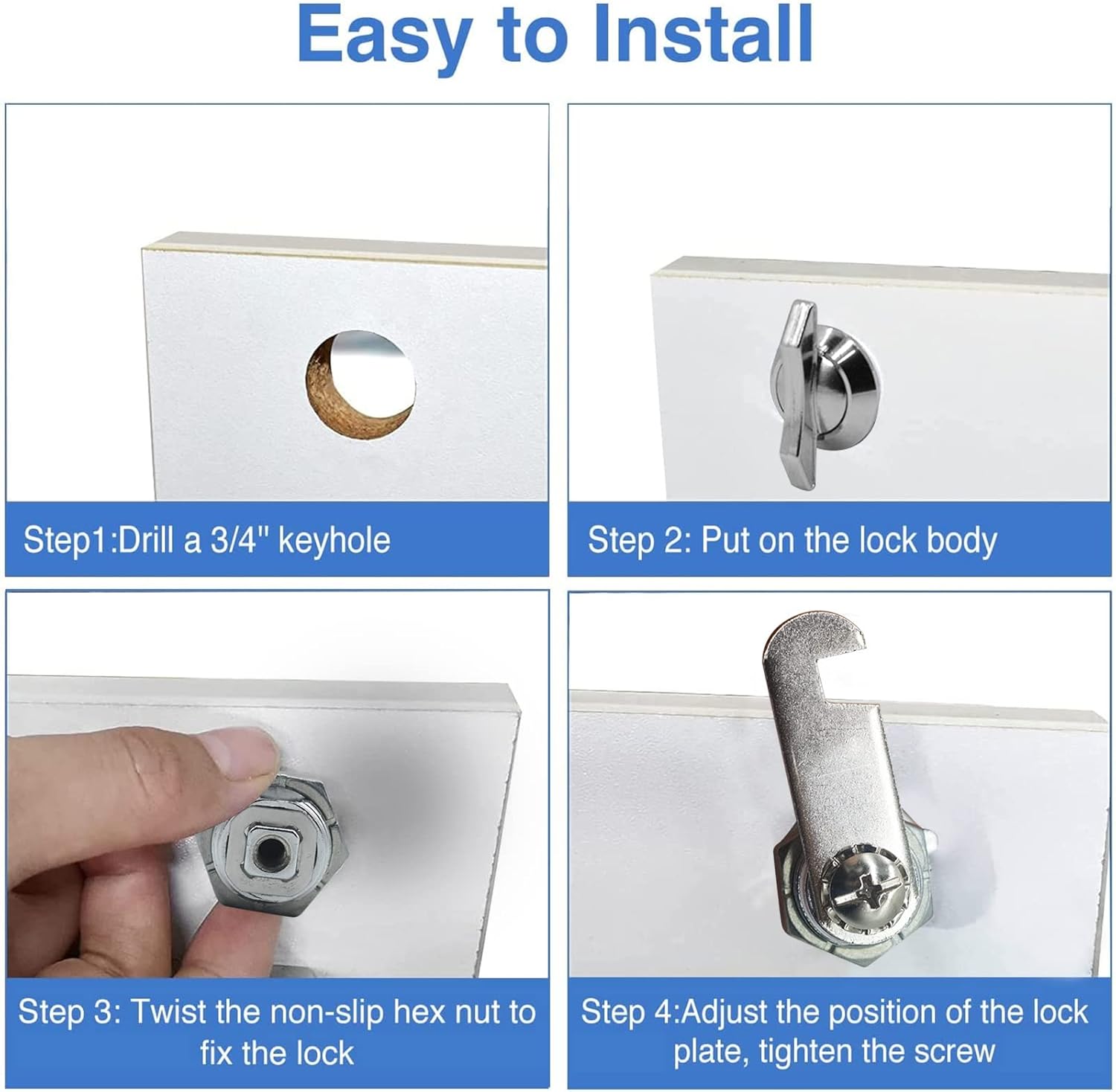 Thumb Operated Offset Cam Lock, 1" Cylinder Fits on 0.7" Max Door Thickness, Non-Locking Replacement Lock for RV Compartment Camper Storage, Cabinets, Drawers (1 Inch 6Pack)