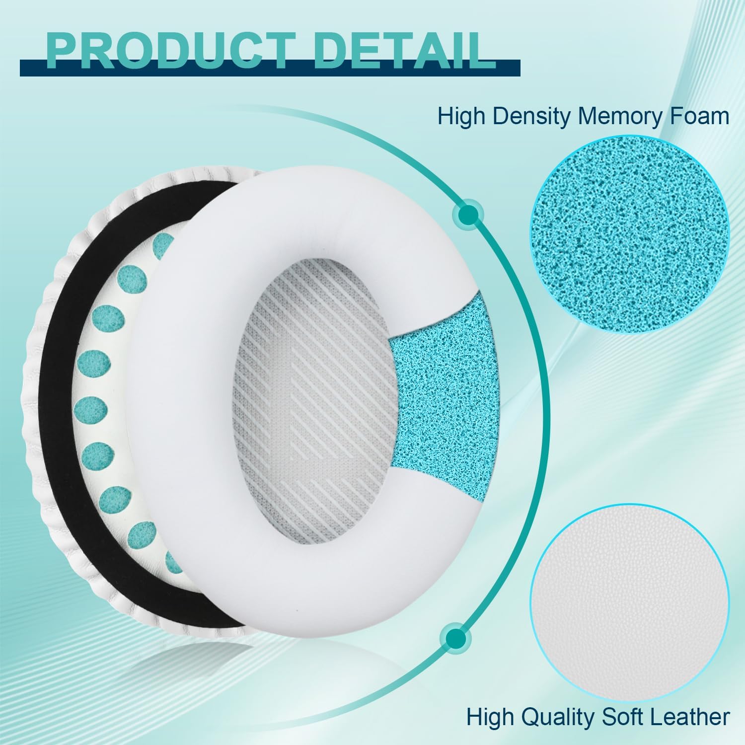 Replacement Earpads Cushions for Bose QuietComfort 35 & Quiet Comfort 35 II, Headphones Ear Covers Ear Pads for Bose QC35/QC35II/25/15 QC2 / Ae2 / Ae2i / Ae2W / Sound Link/Sound True-White