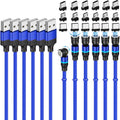 Magnetic Charging Cable (6-Pack,1.6+3.3+3.3+6.6+6.6+10ft) 540° Rotation 3A Fast Charging Data Sync 3 in 1 Magnetic Phone Charger Cable with LED Light Compatible with Micro USB Type C Phone Device
