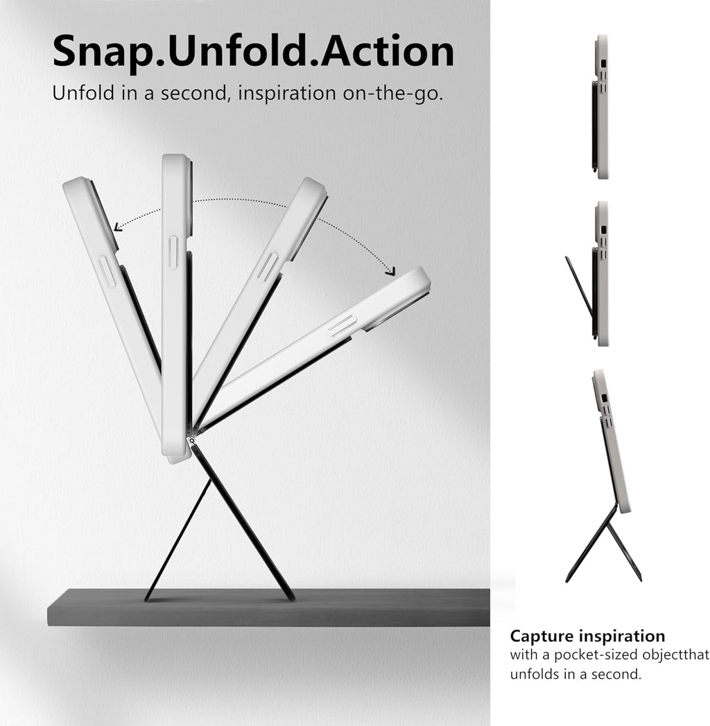 Phone Tripod Stand, Aluminum Alloy Mini Tripod Compatible with Magsafe iPhone 16/15/14/13/12 Series, Foldable Strong Magnetic Phone Stand, Mult-Angle Adjustment Selfie Stick (Mosaic Grey)