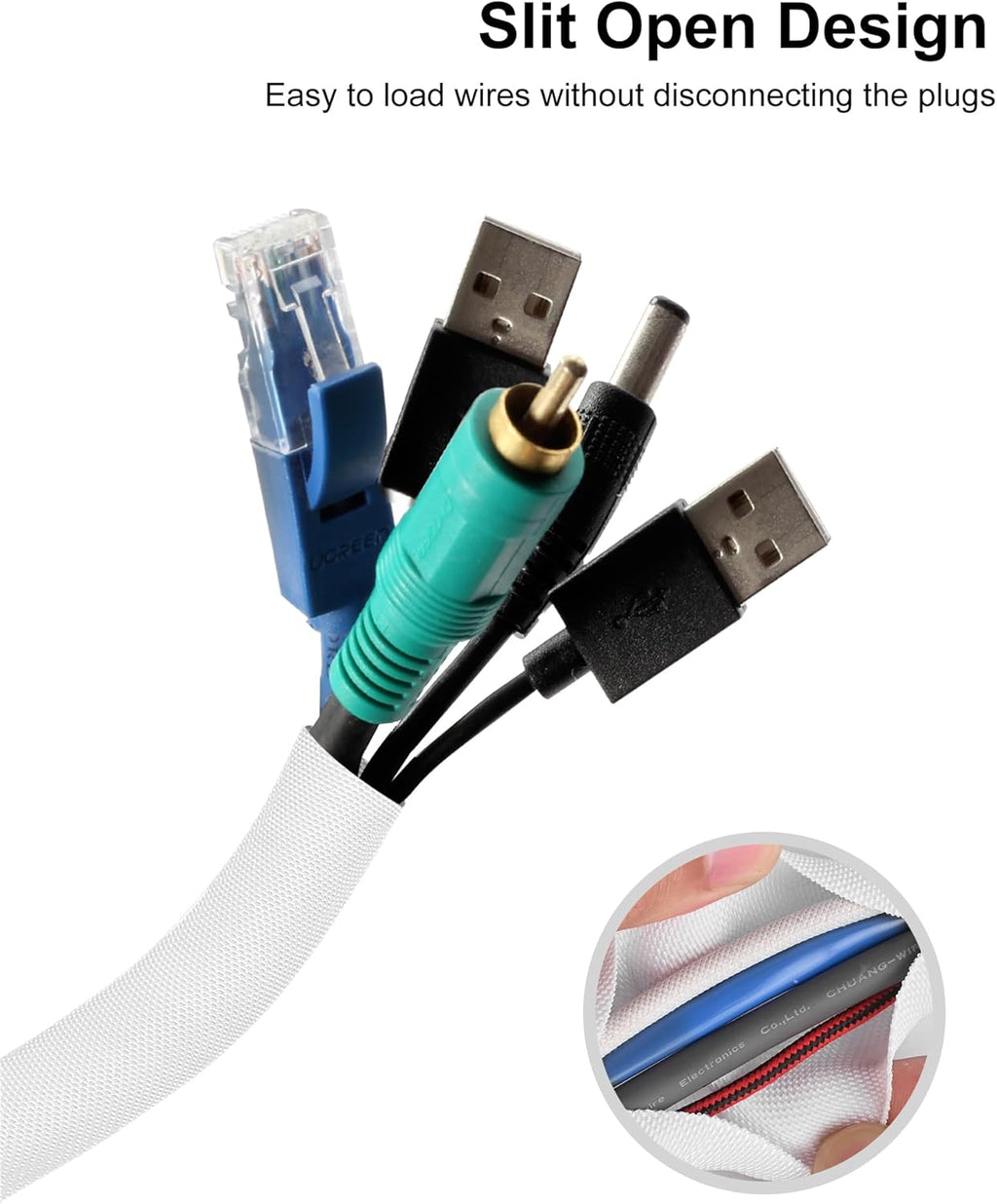 Secbolt Cord Protectors from Pets No Chew, 10ft - 1/2 inch Ultra Durable Cord Covers for Pets, Bite-Resistant Cable and Wire Protector for Cats, Dogs, Rabbits - White