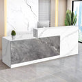 Reception Desk with Counter Modern Checkout Counter with Lockable Drawer Keyboard Tray Receptionist Desk for Office Salon Reception Table F Left 55inch/140cm