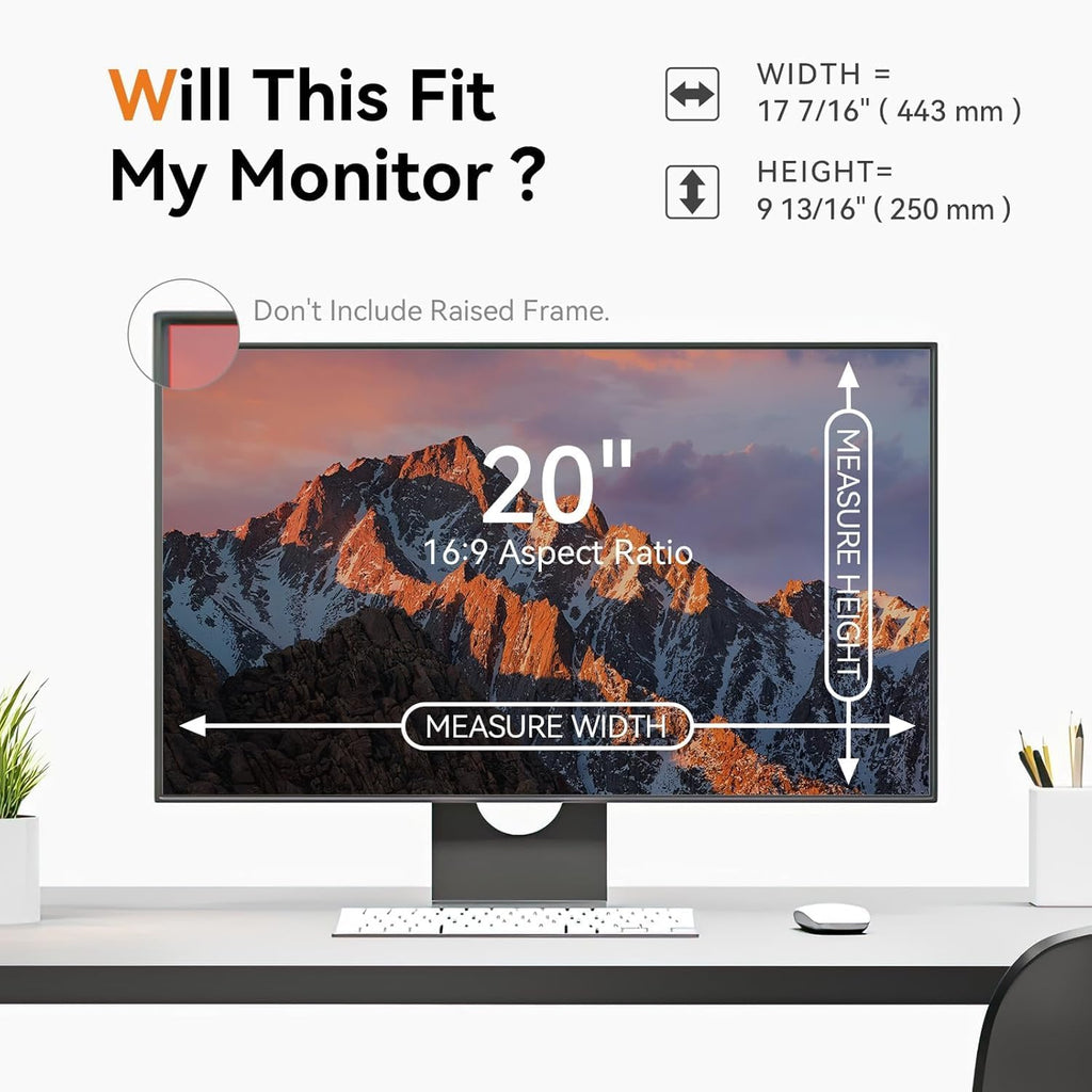 [5-Pack] 20 Inch Computer Privacy Screen for 16:9 Widescreen Monitor, Anti Glare Anti-UV Eye Protection Desktop PC LED Monitor Filter, Removable Anti-Scratch Screen Film 20in