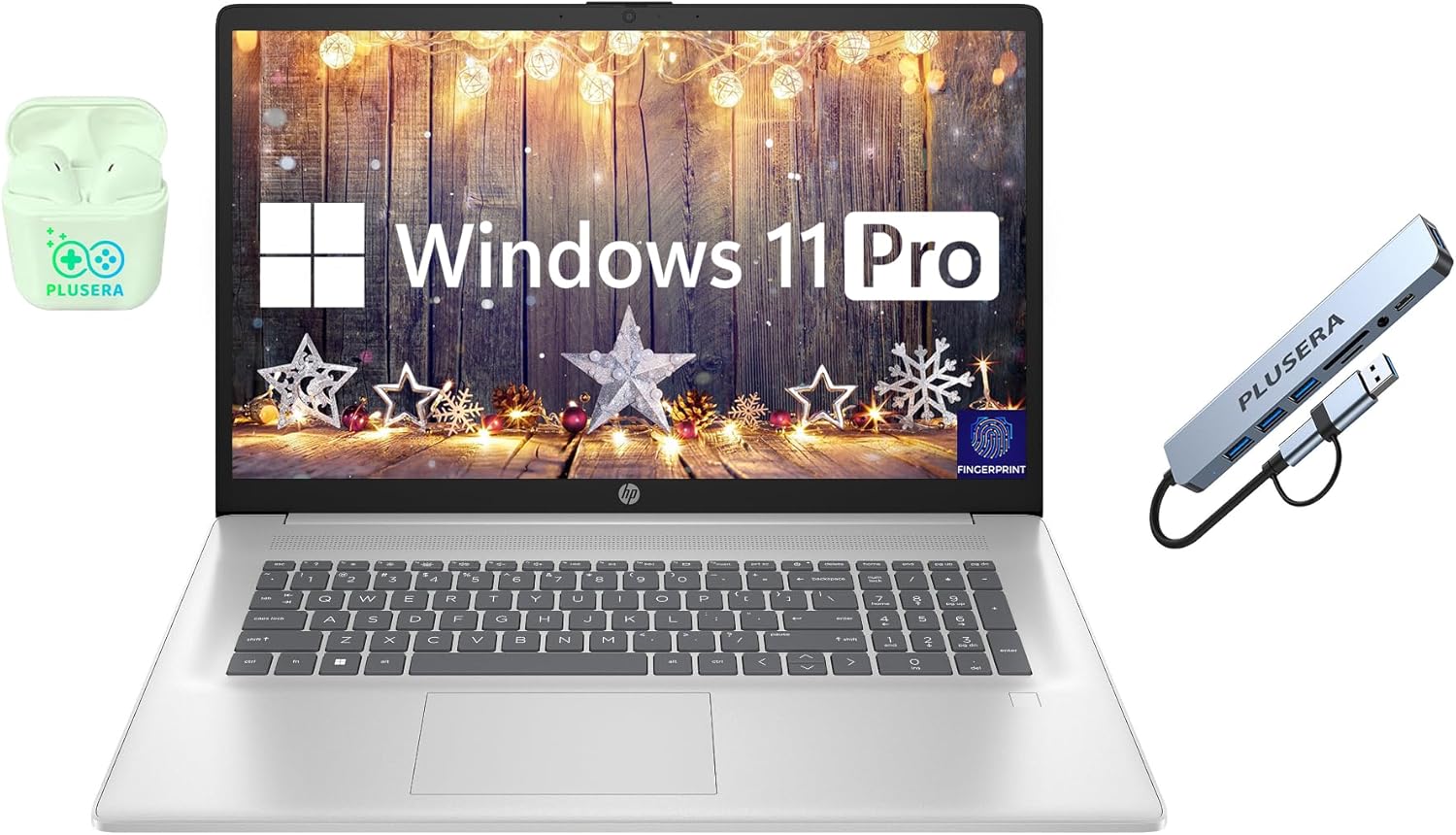 HP 17.3" Business Laptop Computer, 64GB RAM 2.2TB Storage (2TB SSD+256GB Docking Station Set), 10-Core Intel Core i5, Windows 11 Pro & Microsoft Office Included, Fingerprint Reader, PLUSERA Earphones
