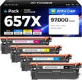 657X Toner Cartridge Set 4-Pack with Chip High Yield Replacement for HP 657X CF471X CF472X CF473X CF470X Compatible with HP Color LaserJet Enterprise Flow MFP M681f M681z M682z M681dh Printer Ink Copy