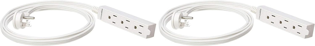 Amazon Basics Rectangular Indoor Extension Cord Power Strip, 3-Prong, Flat Plug, Grounded - 13 Amps, 1625 Watts, 125 VAC - 2-Pack, 6 ft, White