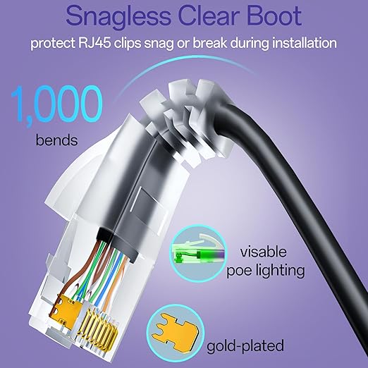 Cat6a Patch Cables 14ft Slim, Cat6 Ethernet Patch Cable Pure Copper, Flexible - Image 5