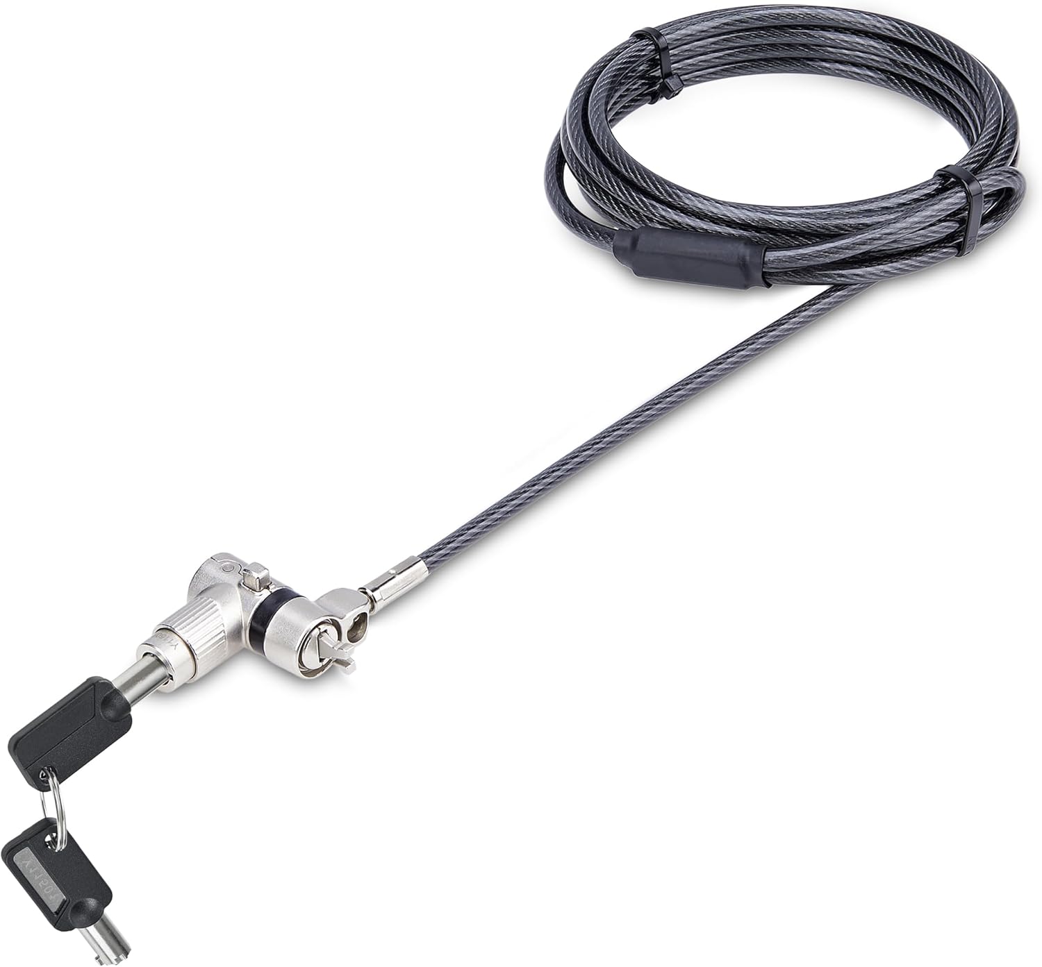 StarTech.com 3-in-1 Universal Laptop Lock 6.6ft (2m), Master Keyed Security Cable, Compatible with Noble Wedge/Nano/K-Slot; TAA