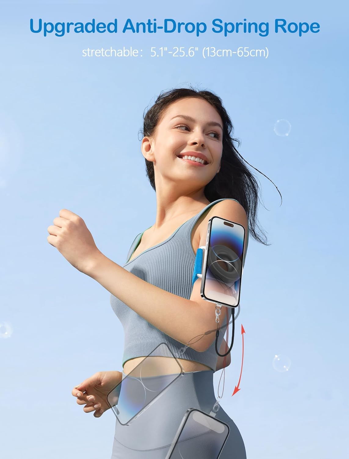 TOPGO Running Phone Holder for iPhone [360° Rotatable & Upgrade Anti-Drop] Magnetic Wrist Phone Holder, Armband Cell Phone Holder Compatible with magsafe iPhone 16 Pro Max and Android - Blue