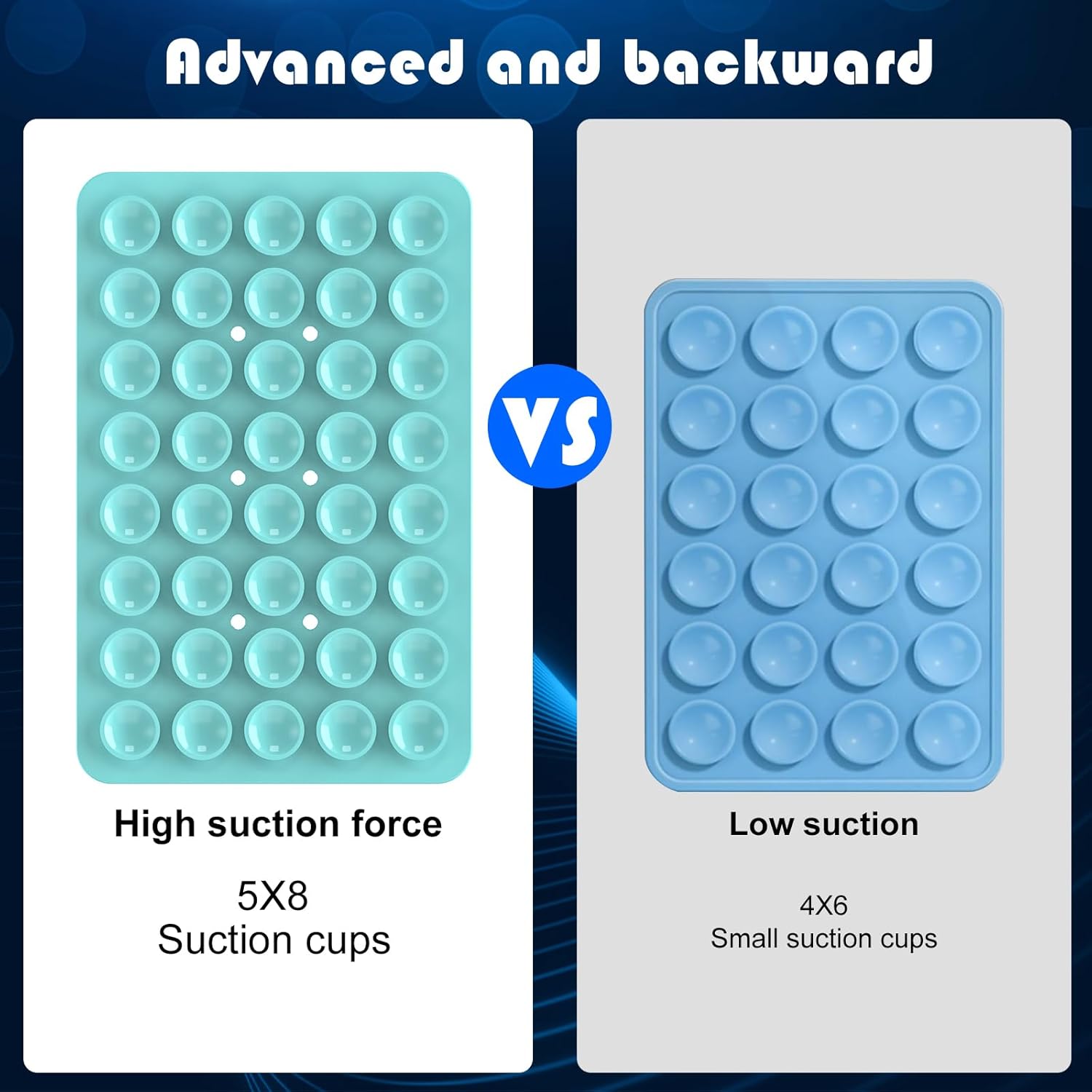 2PACK Silicone Double Sided Suction Phone Case Mount, Detachable Hands Free & Strong Grip Holder for Selfies & Videos, Compatible iPhone Android (Sky Blue, 2Pack 40 Suction Cups)