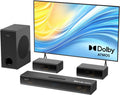 Hiwill 4.1ch Dolby Atmos Soundbar, 320W Sound Bar for Smart TV with Subwoofer, 2 Side-Firing Tweeters, 2 Front Surround Speakers, Home Theatre 3D Surround Sound System for TV Speaker, eARC/OTP/AUX