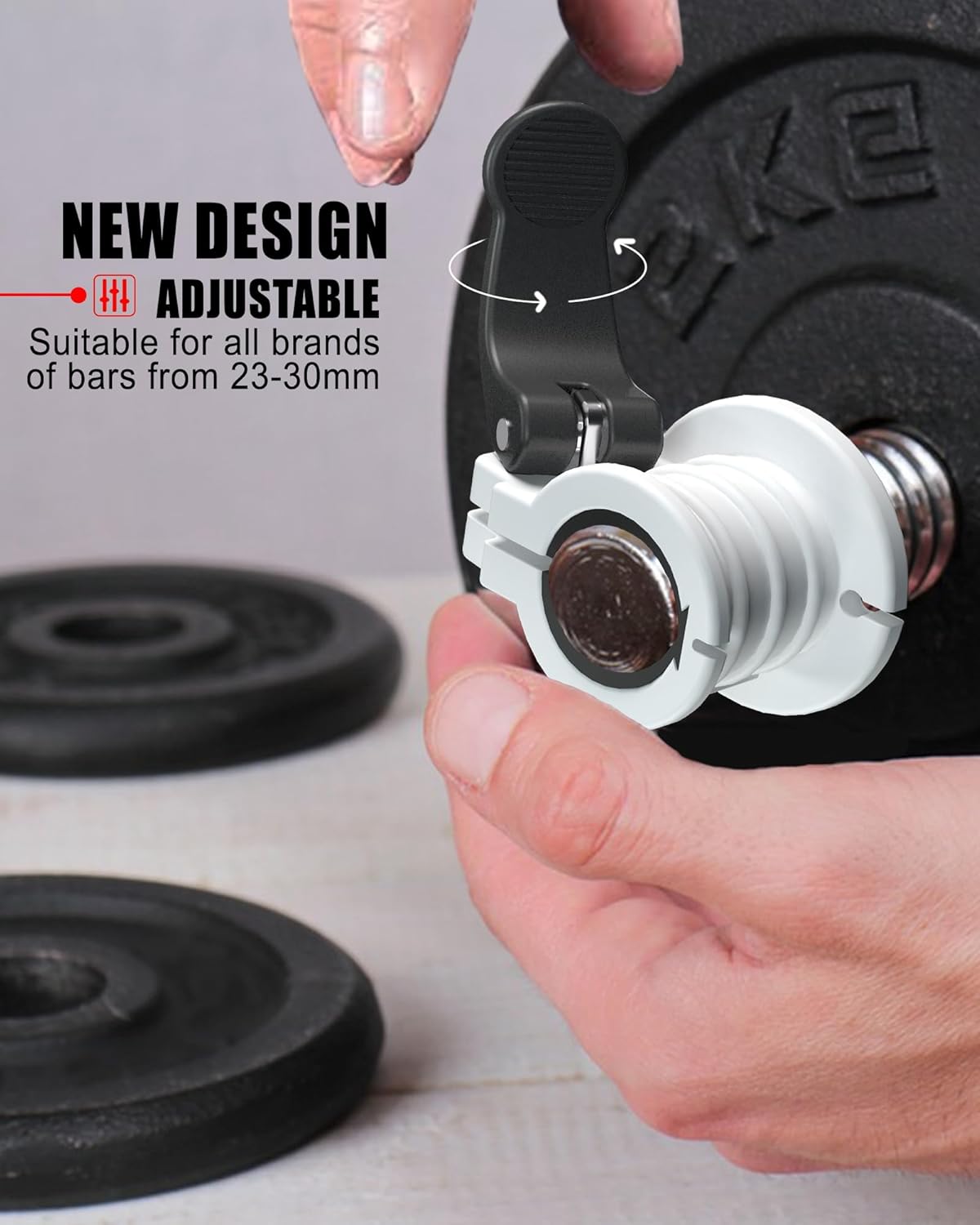 Pro Barbell Clips 1 inch Barbell Clamps 0.9-1.18inch Quick Release Weight Clips for Bars Multi-Size Adjustable Olympic Barbell Clamps
