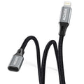 AGVEE 2 Pack 4 inch Lightning Extension Cable, Braided Female to Male Extender Full Function Cord Compatible with iPhone iPad, Data Sync Video Audio & Charging Connector Adapter, Dark Gray