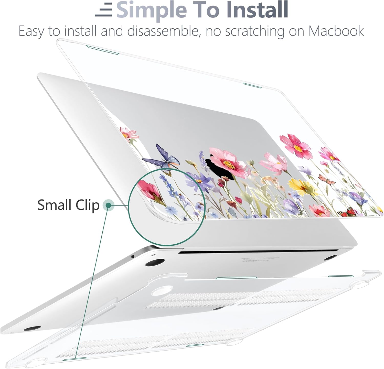 Batianda Case for M1 MacBook Air 13 Inch Model A2337 A2179 A1932 2021 2020 2019 Release,Lovely Creative Series Design Hard Shell with Keyboard Cover & Screen Protector, Spring Flowers