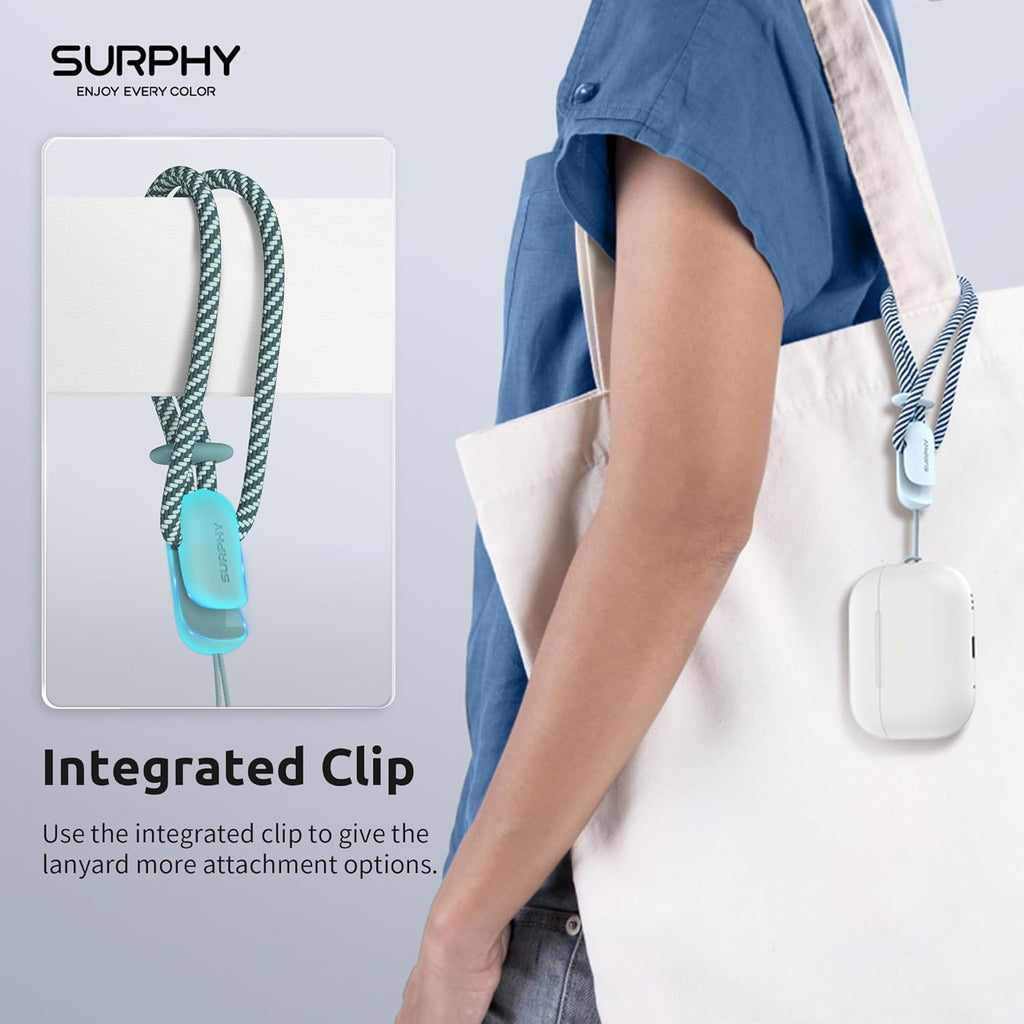 SURPHY 2 Pack Phone Lanyard for Cellphone Case, Phone Wrist Strap for Case, Cellphone Strap with 2-Color Braided, Charm Wrist Lanyard for Women and Men, Cloud Blue & Green