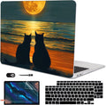 Compatible with MacBook Air 13 inch Case M1 A2337 A2179 A1932 2021 2020 2019 2018 Release with Retina Display & Touch ID, Printed Pattern Plastic Hard Shell Case Cover, Cat Watching Moon