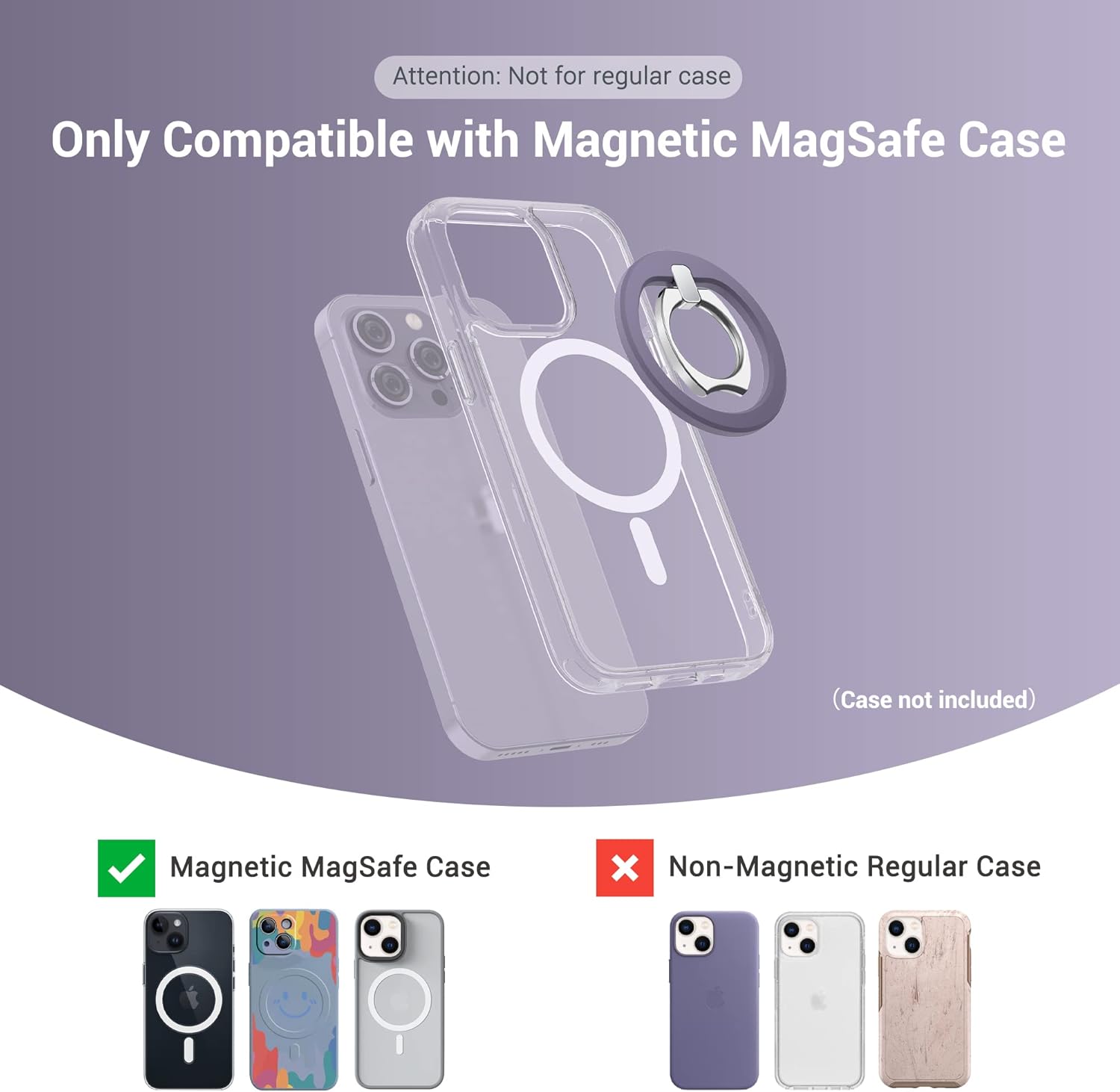 PROfezzion Thin Metal Ring Holder for MagSafe, Removable Strongest Magnetic Phone Grip for iPhone 16 15 14 13 12 Pro Max Plus with Mag-Safe Case [Not for Regular Case] [MagSafe Car Mount Compatible]