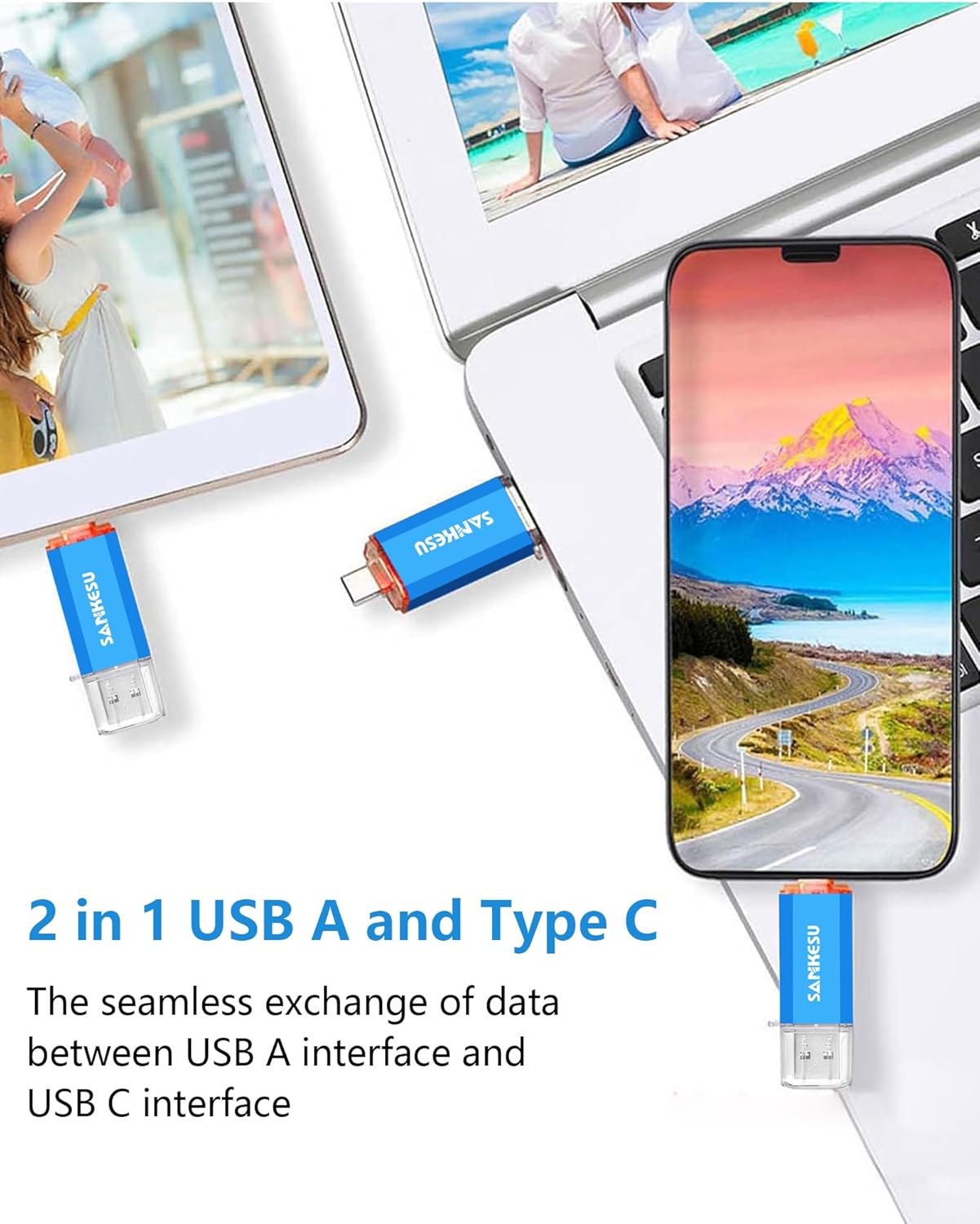 64GB 3 Pack 2-in-1 USB C Flash Drive Type-A+Type-C 3.1 Dual Drive OTG,Speed Up to 120MB/s USB C Storage Flash Drive Compatible with iPhone 16/15, Android Smartphone/Tablets/Computers