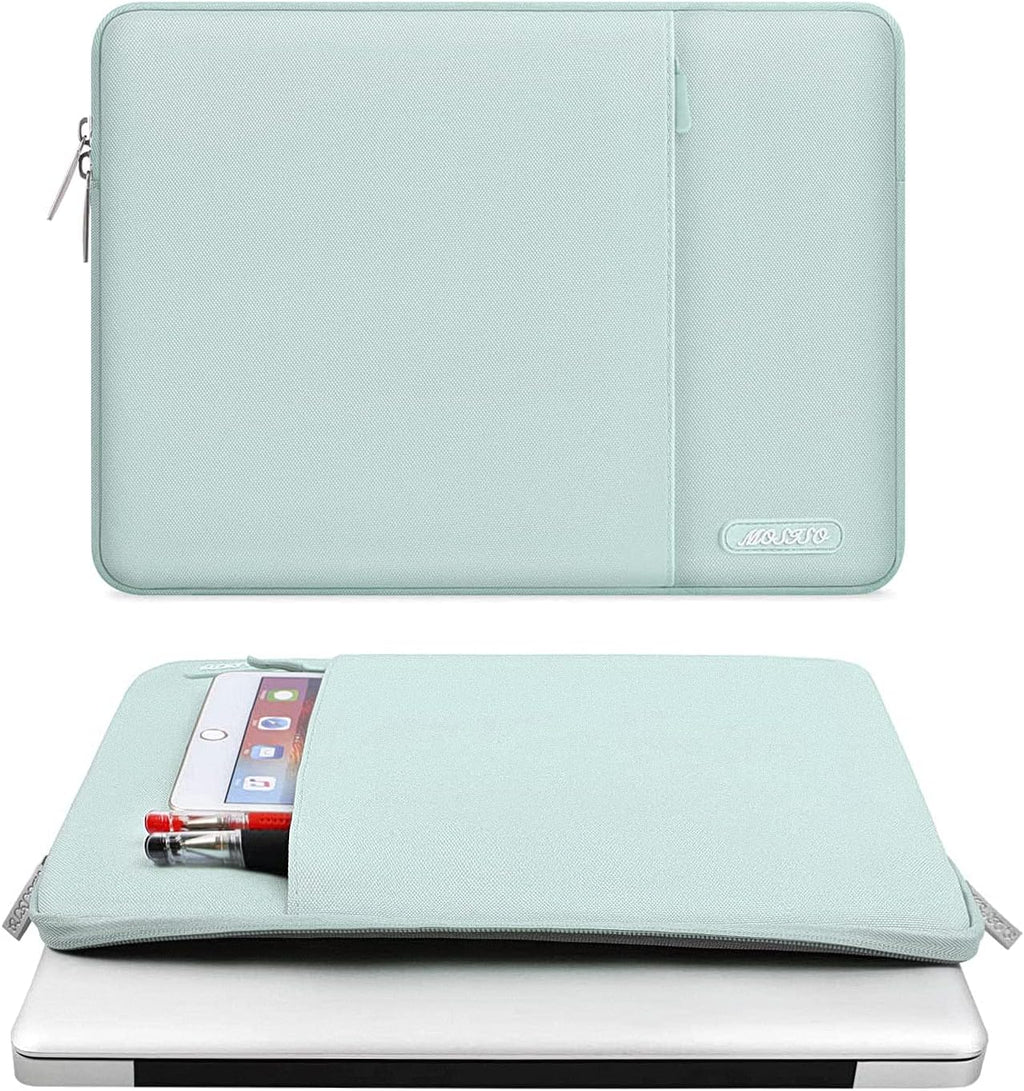 MOSISO Laptop Case 13 inch, 13 inch Laptop Sleeve Compatible with MacBook Air M4 M3 M2 M1 2025-2018 / Pro M2 M1 2025-2016, Polyester Vertical Computer Sleeve Bag with Pocket, Mint Green