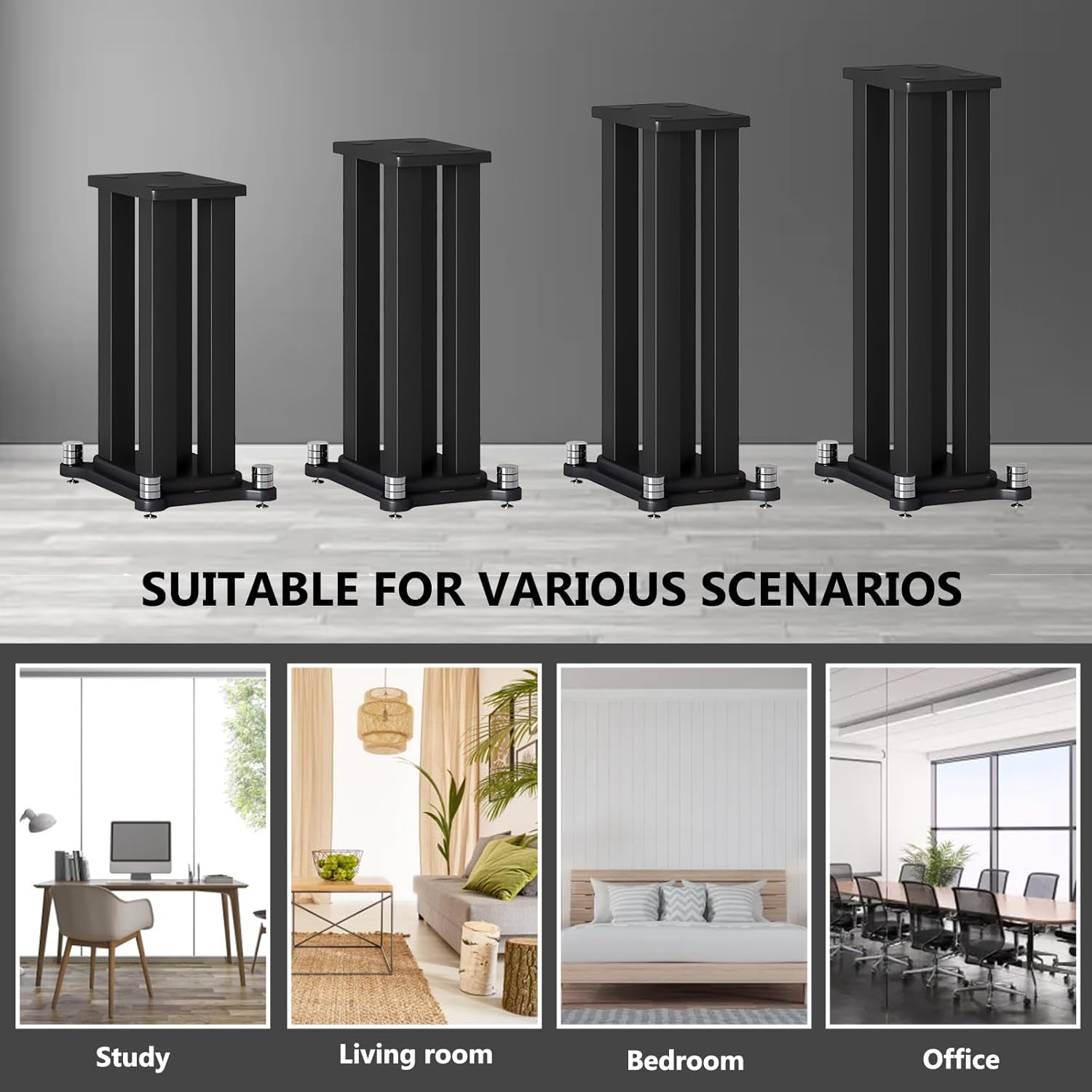 A Pair of Speaker Stands, Bookshelf Speaker Stand Steel Frame Support for Speakers up to 40 kg, Vibration-Absorbing MDF Design, Universal Speaker Stand Improves Sound Quality (20cm/7.8in)