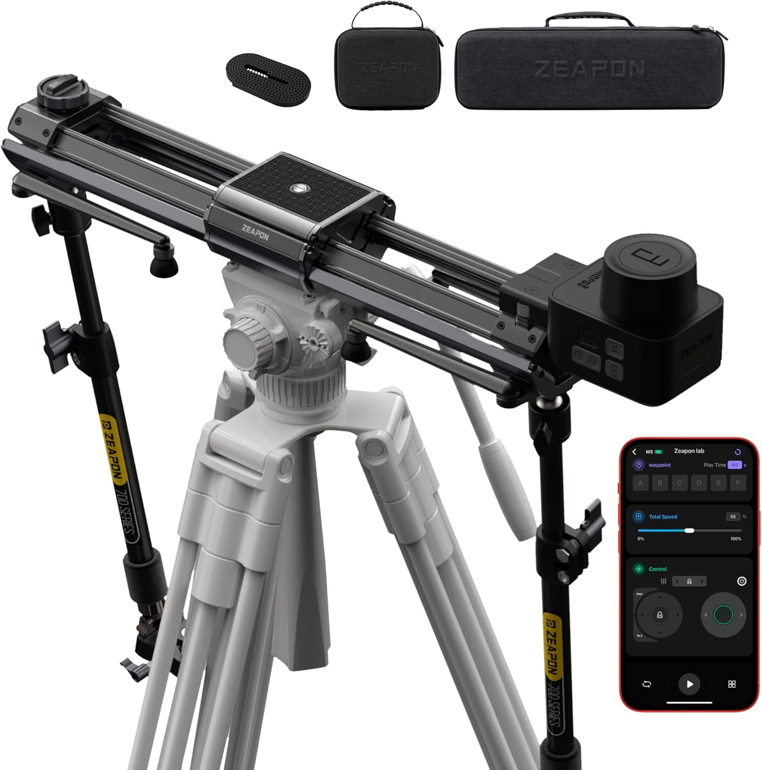 Zeapon Micro 3 E700 Double Distance Motorized Camera Slider, 30''/77cm Travel Distance, Compact Slider with carrying case, Motor Quick Switching, 10-26Lbs Payload and Adjustable Sliding Damping Design