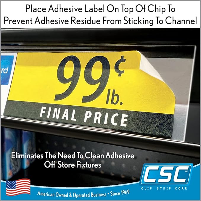 Clip Strip Corp. Price/Data Channel Label Holder Chips, 10 Mil Thick, Gondola - Image 2