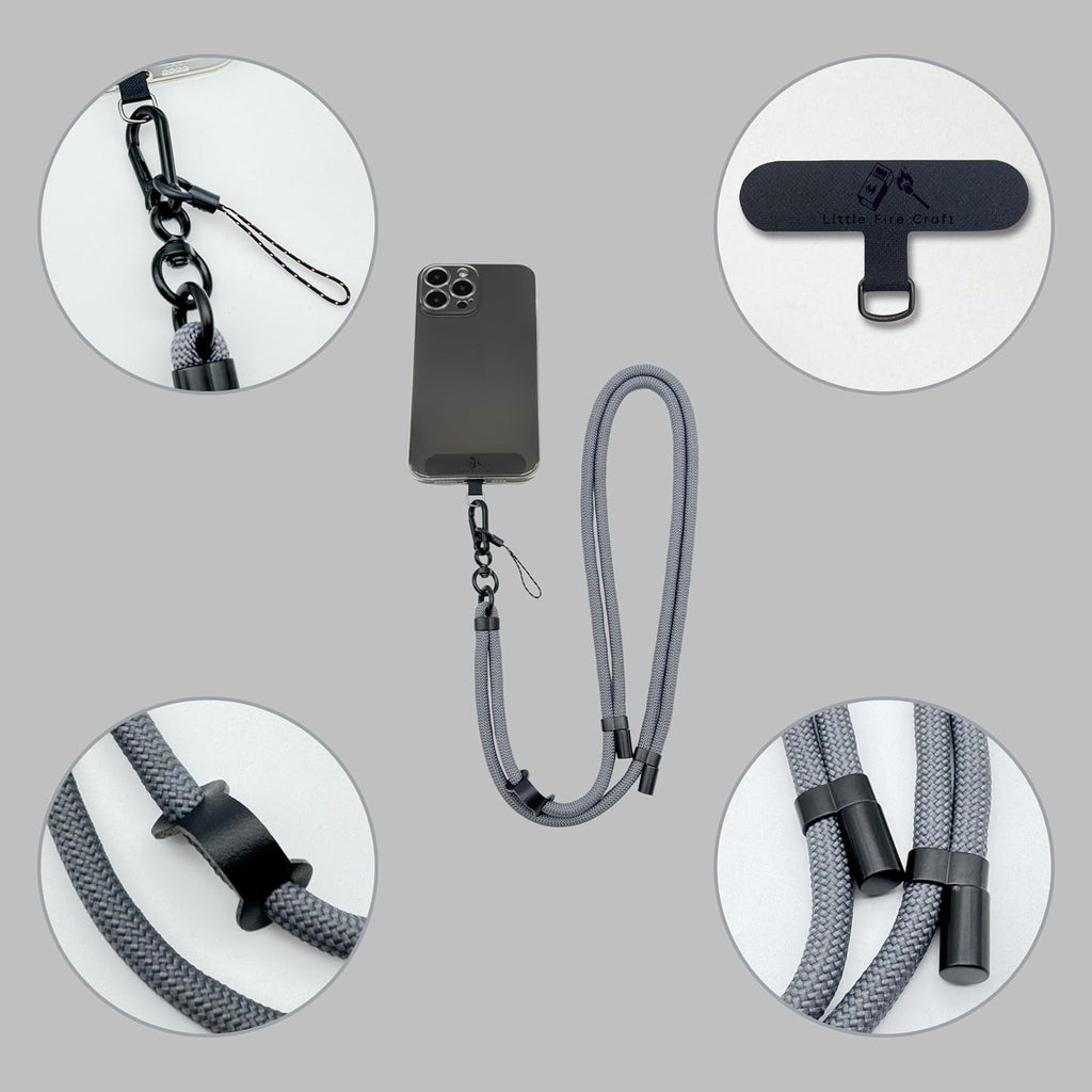 Adjustable Cell Phone Lanyard Crossbody Smartphone Strap Soft Rope Phone Lanyard for Around the Neck Holder (Grey)