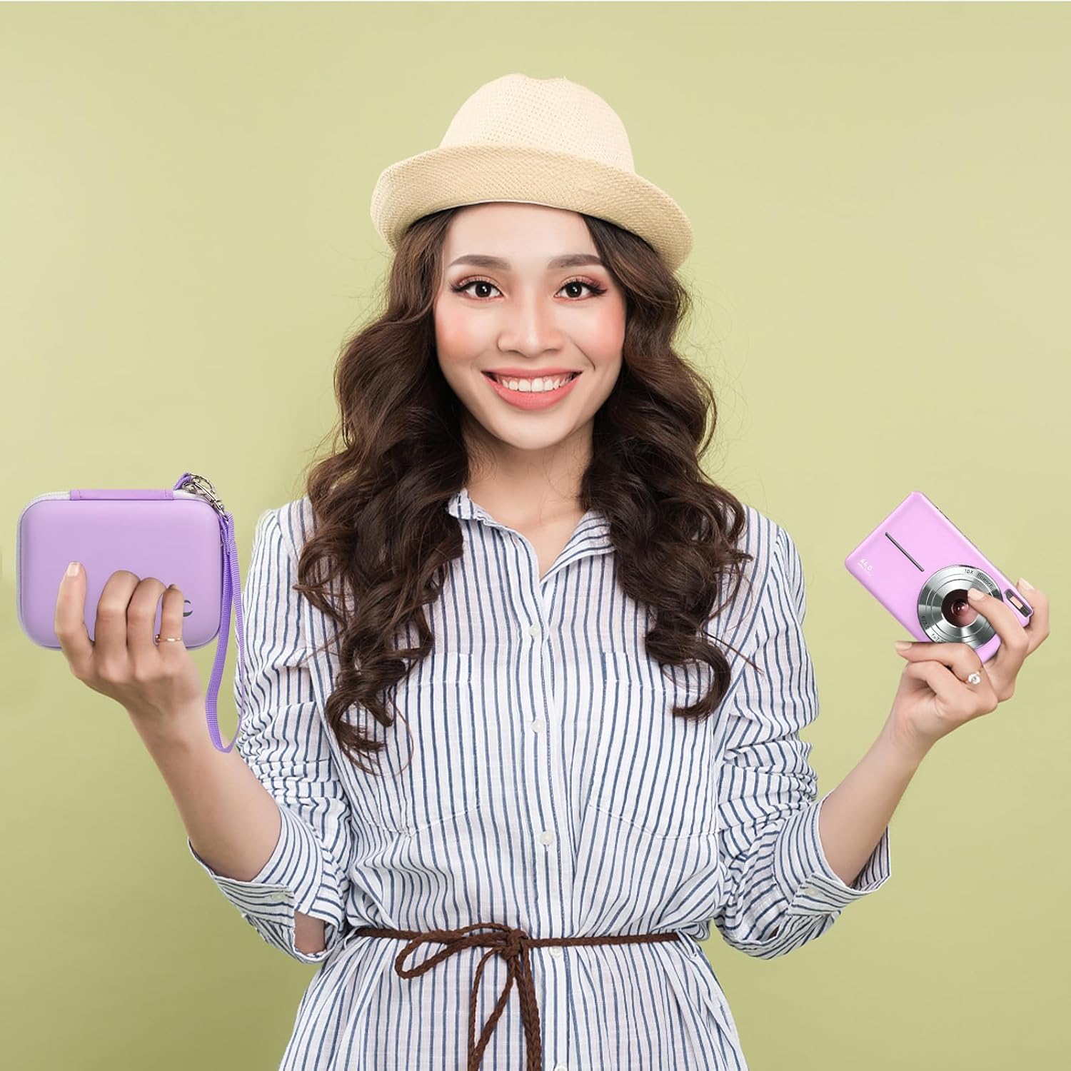 Carrying & Protective Case for Digital Camera, AbergBest 21 Mega Pixels 2.7" LCD Rechargeable HD/Kodak Pixpro/Canon PowerShot ELPH 180/190 / Sony DSCW800 / DSCW830 Cameras for Travel - Purple