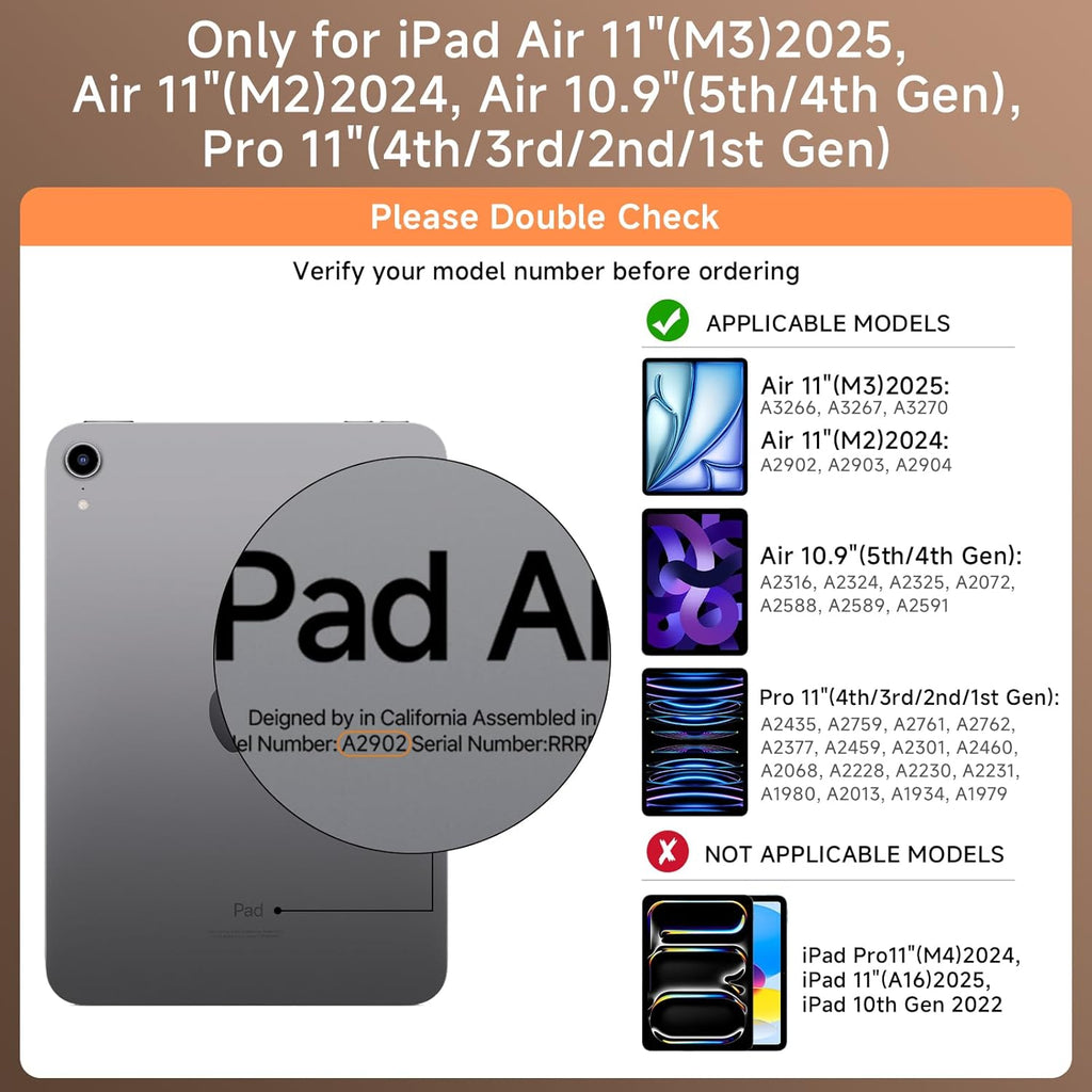 Transparent Case with Keyboard iPad Air (M3/M2,2025/2024) 11 Inch,Compatible 10.9" iPad Air 5th/4th & 11" iPad Pro 4/3/2/1,7-Color Backlit,Wireless Keyboard, 360°Rotating,with trackpad,White