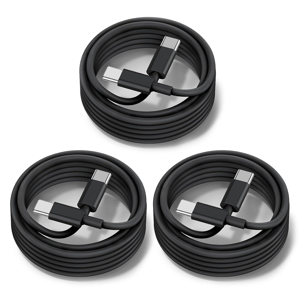 60W USB C to C Cable [3Pack] iPhone 15 Fast Charging Cable,6ft Long USB-C to USBC Power Cord for iPhone 16/15 Pro Plus Pro Max, MacBook Pro Air/IPad/iPad Pro 12.9/11,AirPods 4(Black)