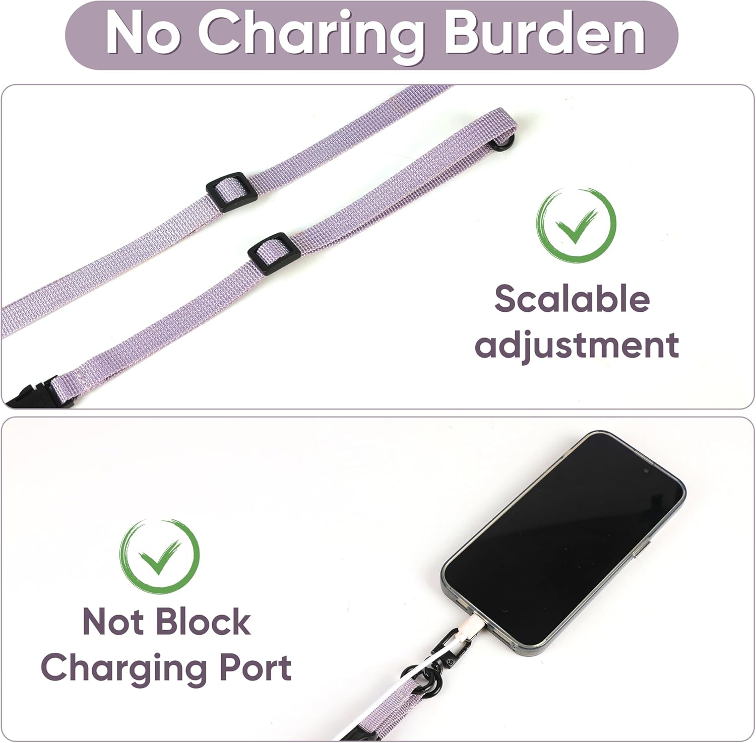 Cell Phone Strap Adjustable Wrist Strap Crossbody Cellphone Holder Extra Long Phone Lanyard Wrist Lanyard (Lavender Grey)