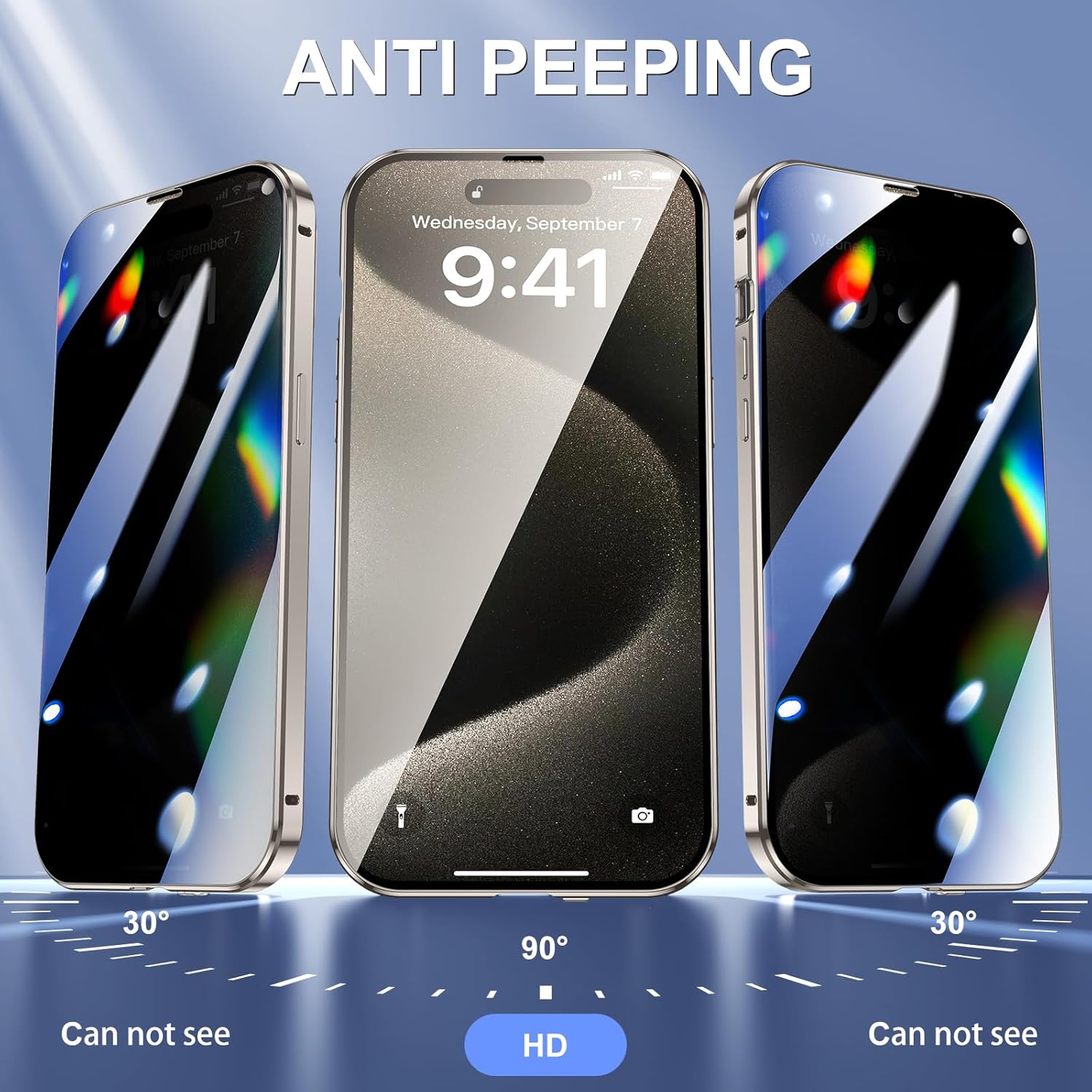 Jonwelsy Anti Peeping Case for iPhone 15 Pro (6.1"), 360 Degree Front and Back Privacy Tempered Glass Cover, Anti SPY Screen, Anti Peep Magnetic Adsorption Metal Bumper for iPhone 15 Pro (Silver)