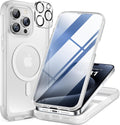 Miracase Magnetic for iPhone 15 Pro Max Case 6.7'' [Compatible with Magsafe] Full-Body Drop Proof Phone Case for iPhone 15 Pro Max with Built-in 9H Tempered Glass Screen Protector,Matte White