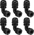 LeMotech M20 Cable Gland, 90 Degree Adjustable 9-14mm Strain Relief, Cord Connectors Nylon Joints with Gaskets, 6 Pcs, Black