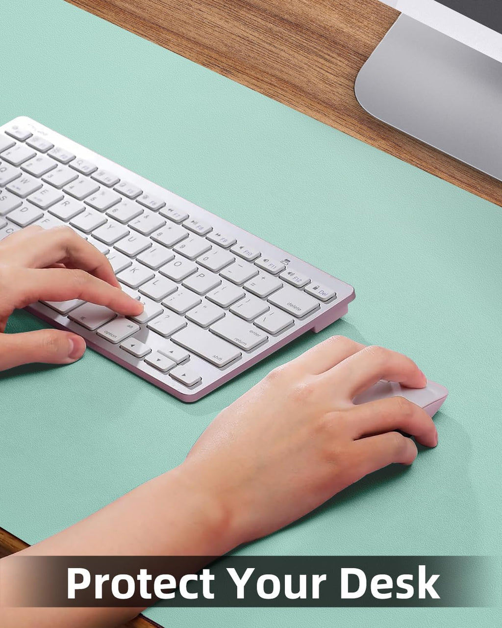 Non-Slip Desk mat,PULeather Desk Pad Protector, Office Desk Mat, Large Mouse Pad,Desk Blotter, Laptop Desk Pad, Waterproof Desk Writing Pad for Office and Home (Turquiose, 35.4" x 17")