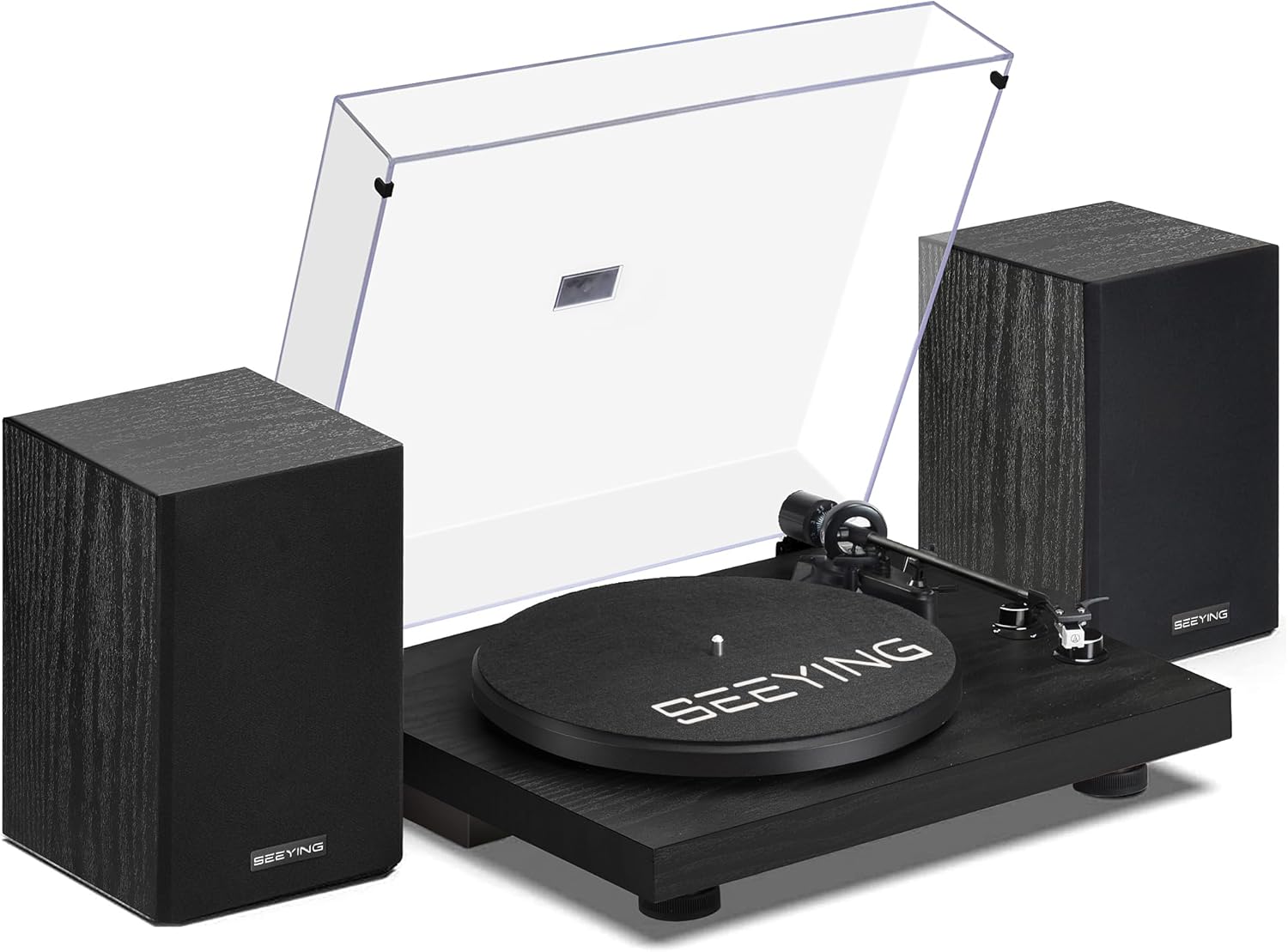 Record Player Vinyl Bluetooth Turntable with 36 Watt Stereo Bookshelf Speakers, Hi-Fi System with Magnetic Cartridge, USB Recording and Auto Stop