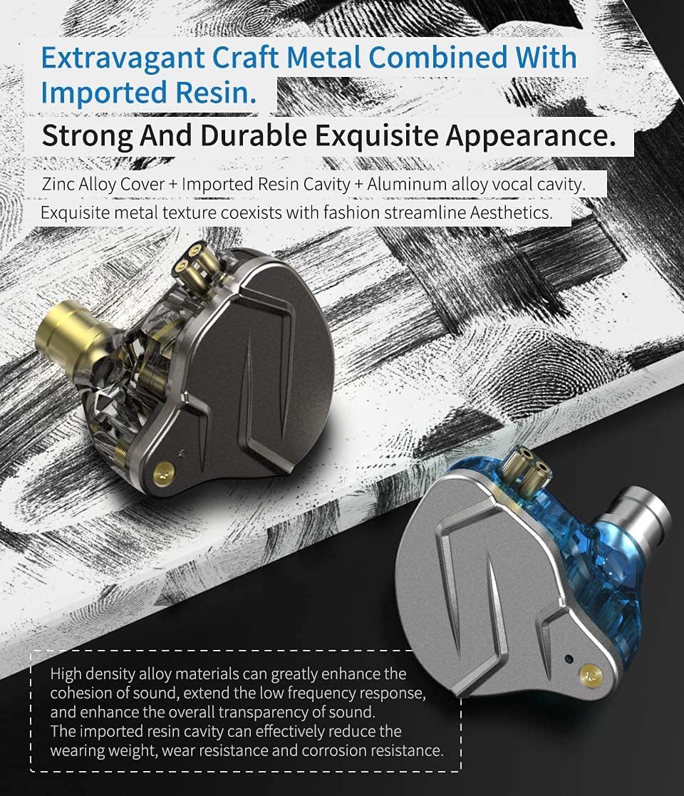 KZ ZSN Pro Dual Drivers 1BA 1DD in Ear Earphones HiFi Power Bass Earbuds Headphones High Clarity Sound Wired Earphones with Detachable Cable for Audiophile Musician