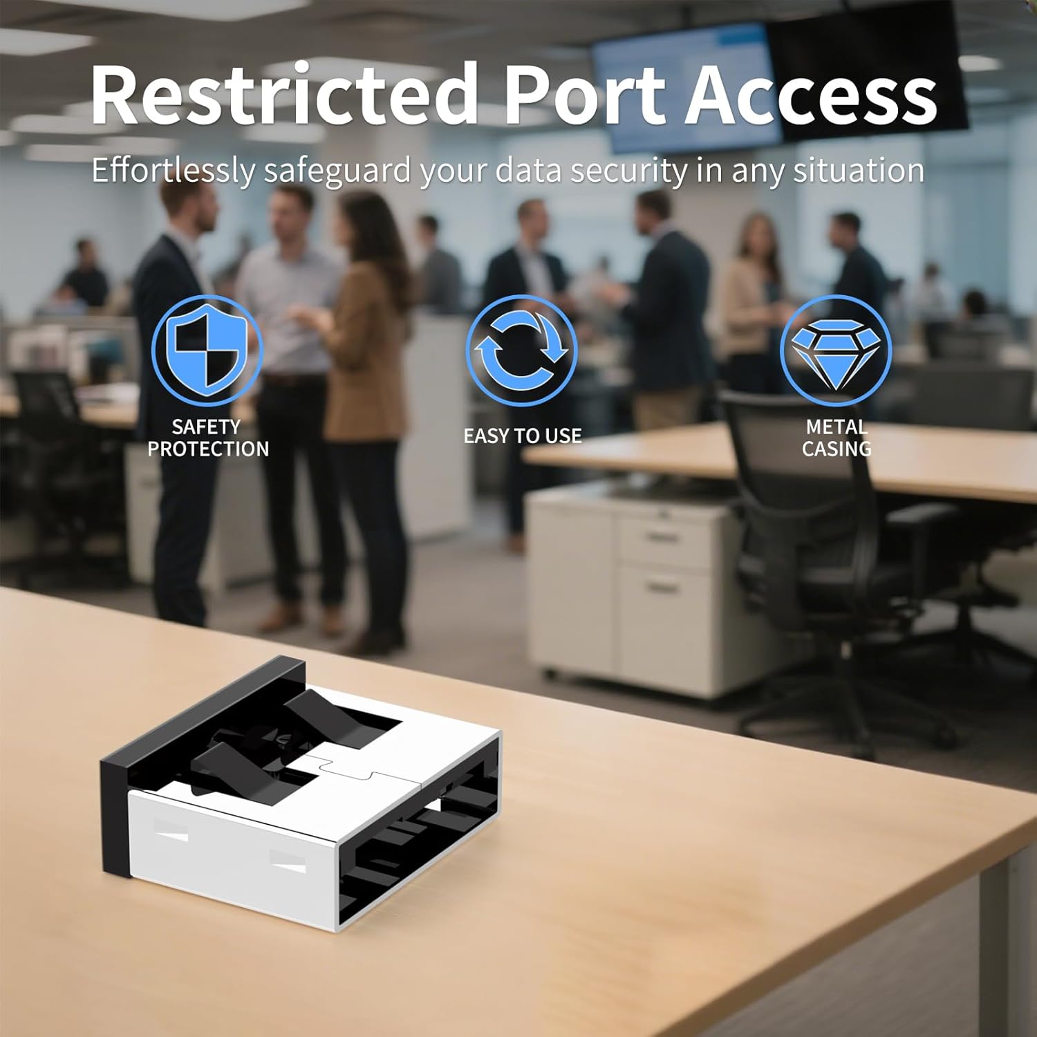 100PCS USB Metal Port Lock Blocker with 10 Keys - Secure USB-A Port Protector for PC/Laptop, Anti-Theft Data Security Lock, Dust & Moisture Proof Cover, Removable Type-A Connector Black