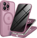 BERFY Magnetic for iPhone 14 Pro Max Case,Compatible with MagSafe,Built-in Privacy Screen Protector and Upgraded Camera Protection,Anti-Spy Full Body Shockproof Phone Case for 14 Pro Max,Palevioletred