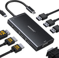 ABIWAZY USB C Docking Station Dual Monitor for HP Dell Lenovo Thinkpad Surface, 8 in 1 Computer Multiple Monitor Hub Adapter to Dual 4K HDMI,DisplayPort,VGA, 00W PD,3 USB for Windows Laptops(Black)