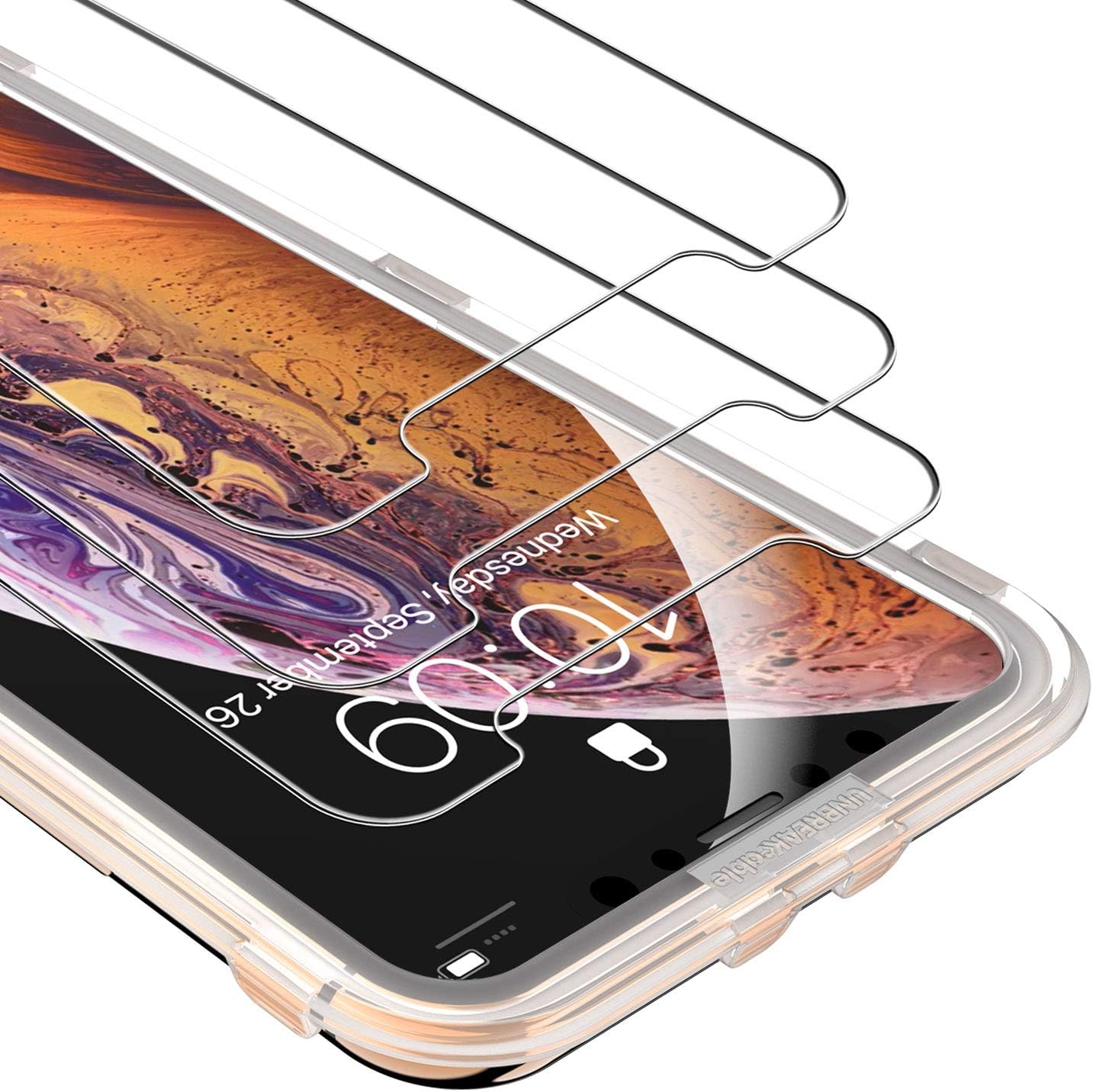 UNBREAKcable 3-Pack Screen Protector for iPhone 11 Pro/X/XS 5.8", 9H Premium Tempered Glass Screen Protector for iPhone X/iPhone Xs/iPhone 11 Pro [Easy Install, No Bubble, Anti-Scratch]