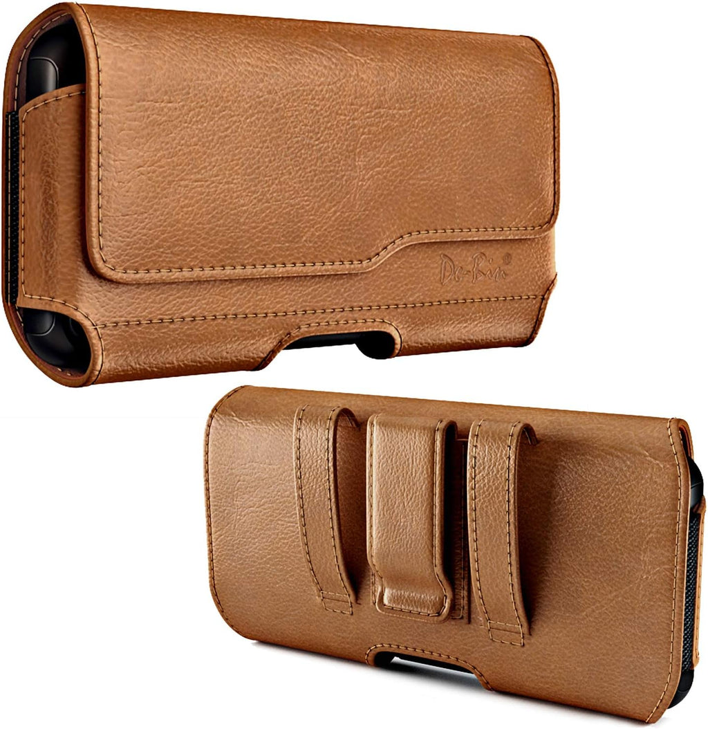 DeBin Holster for Samsung Galaxy Ultra Models s25 s24 s23 s22 s21, Note 20, A13, A32, A02s A03s, A12 A11 A71 A13 Cell Phone Belt Holder Clip Case Pouch Cover (Fits Protective Case on) Brown